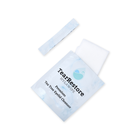 TearRestore HylaWipe Tea Tree Lid Hygiene Wipes for Dryness and Irritation (30ct Wipes)