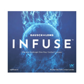 The packaging of Infuse by Bausch & Lomb (90-Pack) features a blue, watery texture with the brand and product name prominently displayed. These are daily disposable lenses with high-definition optics, UV block protection, and include 90 soft contact lenses.