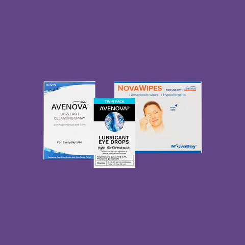 Avenova Complete Kit, Hypochlorous Spray with Nova Wipes and 2 Bottles of Lubricants