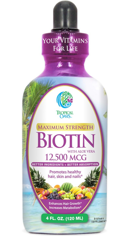 Tropical Oasis Biotin Liquid Supplement for Hair, Nail and Skin (32oz.)