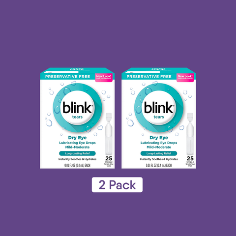 Blink Tears Preservative Free Lubricating Eye Drops 50ct Vials (2 x 25) 2-pack