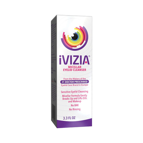 iVIZIA Micellar Eyelid Cleanser, Preservative-Free, Rinse-Free, Gently Removes Makeup, 3.3fl oz Bottle