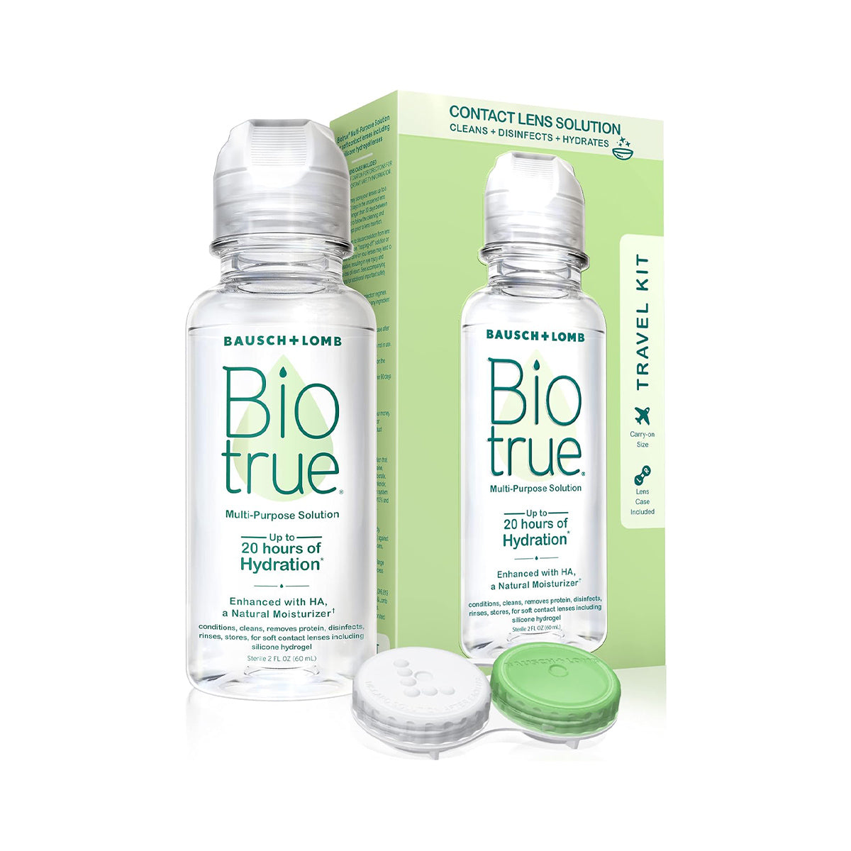 BioTrue Multipurpose Contact Lens Solution Travel Kit with case (2oz 60mL)