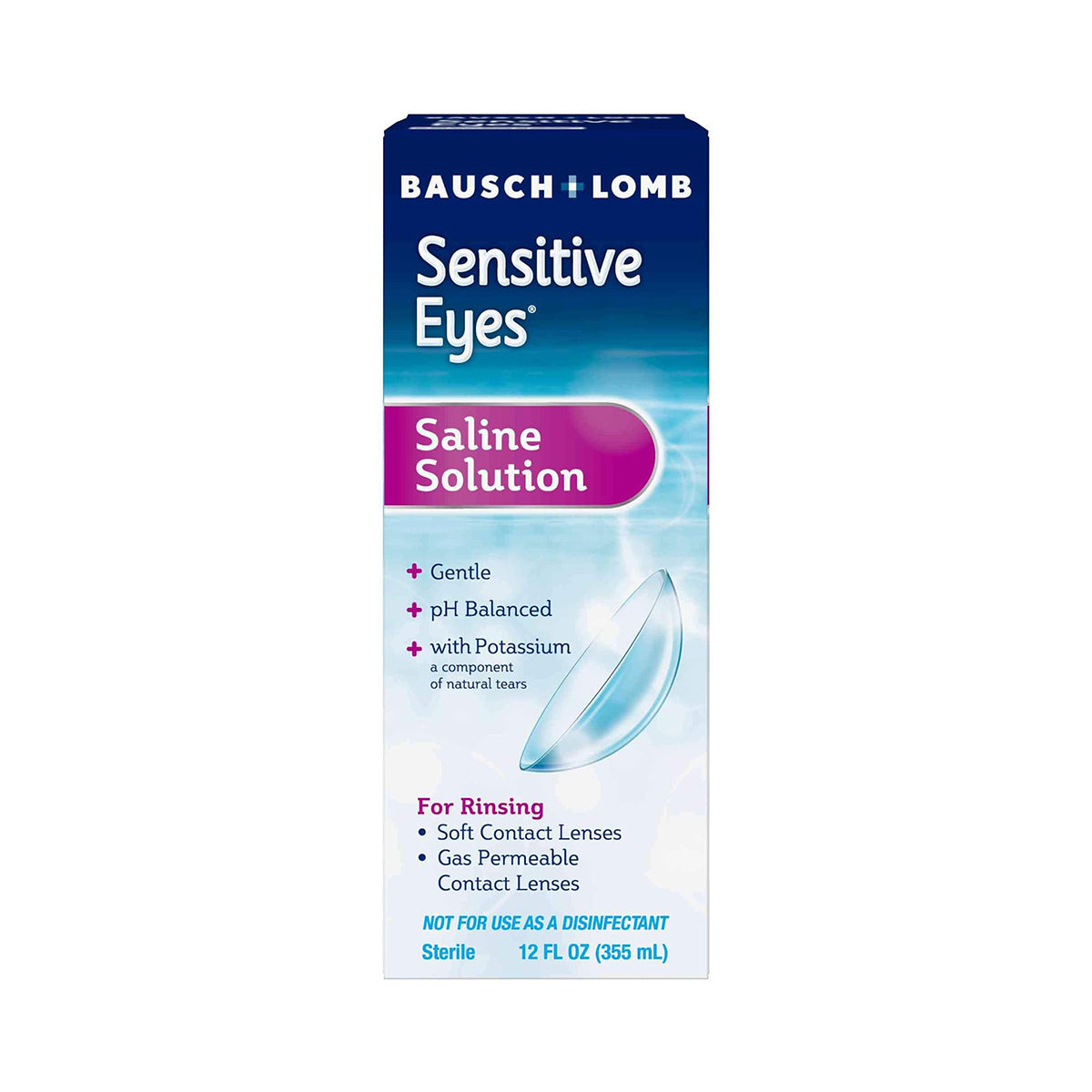 Bausch & Lomb Sensitive Eyes Saline Contact Lens Solution Saline for Soft and Gas Permeable Lenses (12 oz)