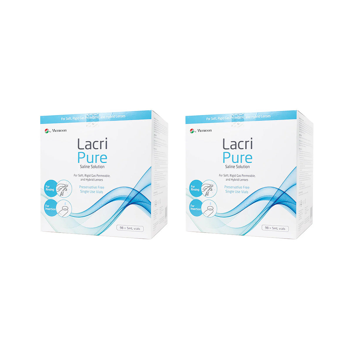 2-Pack of Menicon Lacripure Sterile Saline Solution - (98 Vials x 2) Scleral Lenses