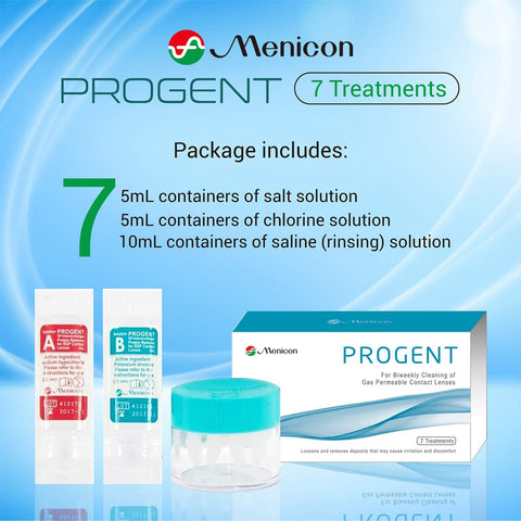 Menicon Progent Biweekly Contact Lens Cleaner - Removes Protein Deposits (7 Treatments)