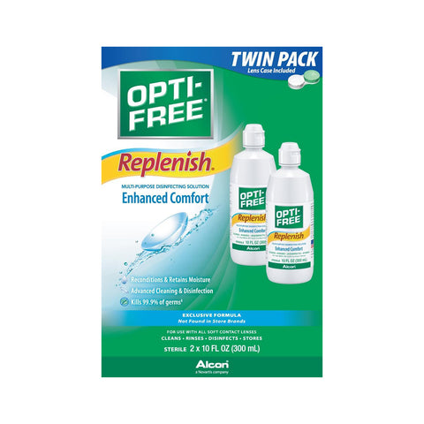 Opti-Free Replenish Multi-Purpose Disinfecting Solution with Lens Case, 20 Fl Oz (pack of 2)