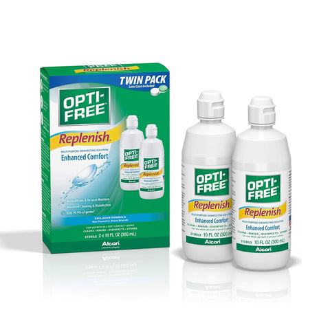 Opti-Free Replenish Multi-Purpose Disinfecting Solution with Lens Case, 20 Fl Oz (pack of 2)