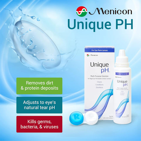 Unique pH Multipurpose Solution for Gas Permeable Contact Lenses 4 fl oz (120ml) + Case