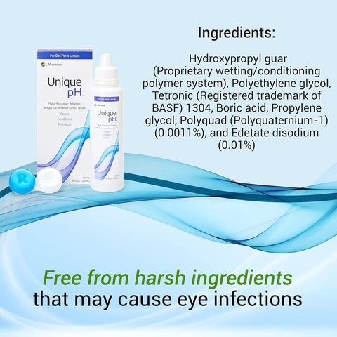 Unique pH Multipurpose Solution for Gas Permeable Contact Lenses 4 fl oz (120ml) + Case