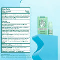 The Bausch & Lomb Biotrue Hydration Boost Eye Drops packaging shows teal and white drug facts about active ingredients, uses, warnings, and directions for soothing dry eyes. The box and bottle are pictured on the right. Its preservative-free and soft contact lens friendly (10 mL), in a pack of 2.