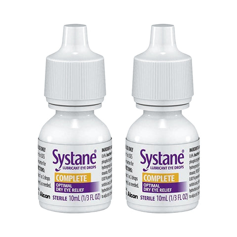 The Systane Complete Lubricant Eye Drops by Alcon provide fast and long-lasting dry eye relief. Featuring nano-droplet technology for enhanced coverage and tear evaporation protection, it comes in a 10mL (1/3 FL OZ) bottle.