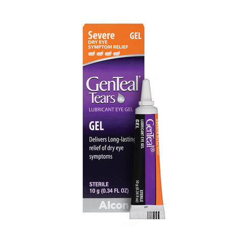 GenTeal Tears Severe Dry Eye Nighttime Gel by Alcon provides long-lasting relief for severe dry eye symptoms. Packaged in a 10g (0.34 fl oz) sterile tube within a convenient box, it is a trusted lubricant gel for nighttime use.