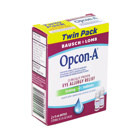 Opcon-A Allergy Relief Eye Drops for Itch and Redness Relief Twin Pack (2 x 15ml Bottles)