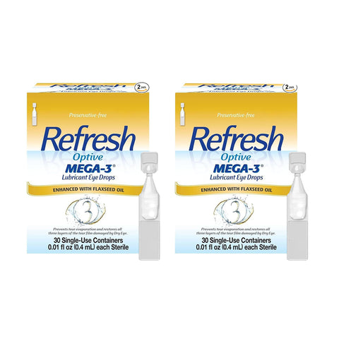 Refresh Optive Lubricant Eye Drops, Mega-3 - (2 x 30 pack) 60ct Pack