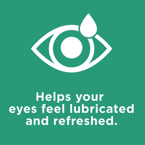 A stylized eye and droplet graphic on green reads: Refresh and lubricate your eyes with Alcons Systane Ultra High Performance Lubricant Eye Drops 10mL Bottle.