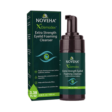 Noveha Demodex Eyelid Cleanser Foam,  Extra Strength Tea Tree Oil Formula (100ml)