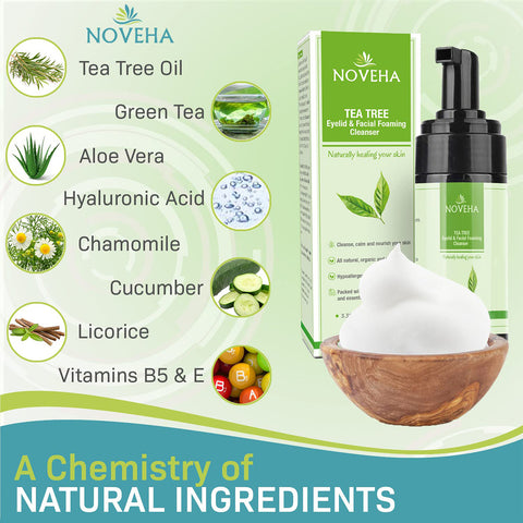 Noveha Tea Tree Oil Foaming Cleanser for Eyelids (100mL)