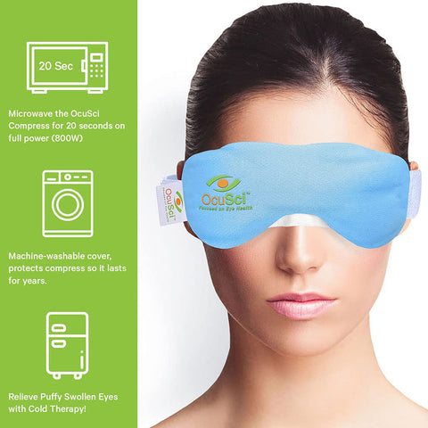 OcuSci Premium Heat & Cold Mask with HydroBlock, Microwavable, Washable Cover, Anti-Microbial