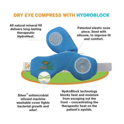 OcuSci Premium Heat & Cold Mask with HydroBlock, Microwavable, Washable Cover, Anti-Microbial