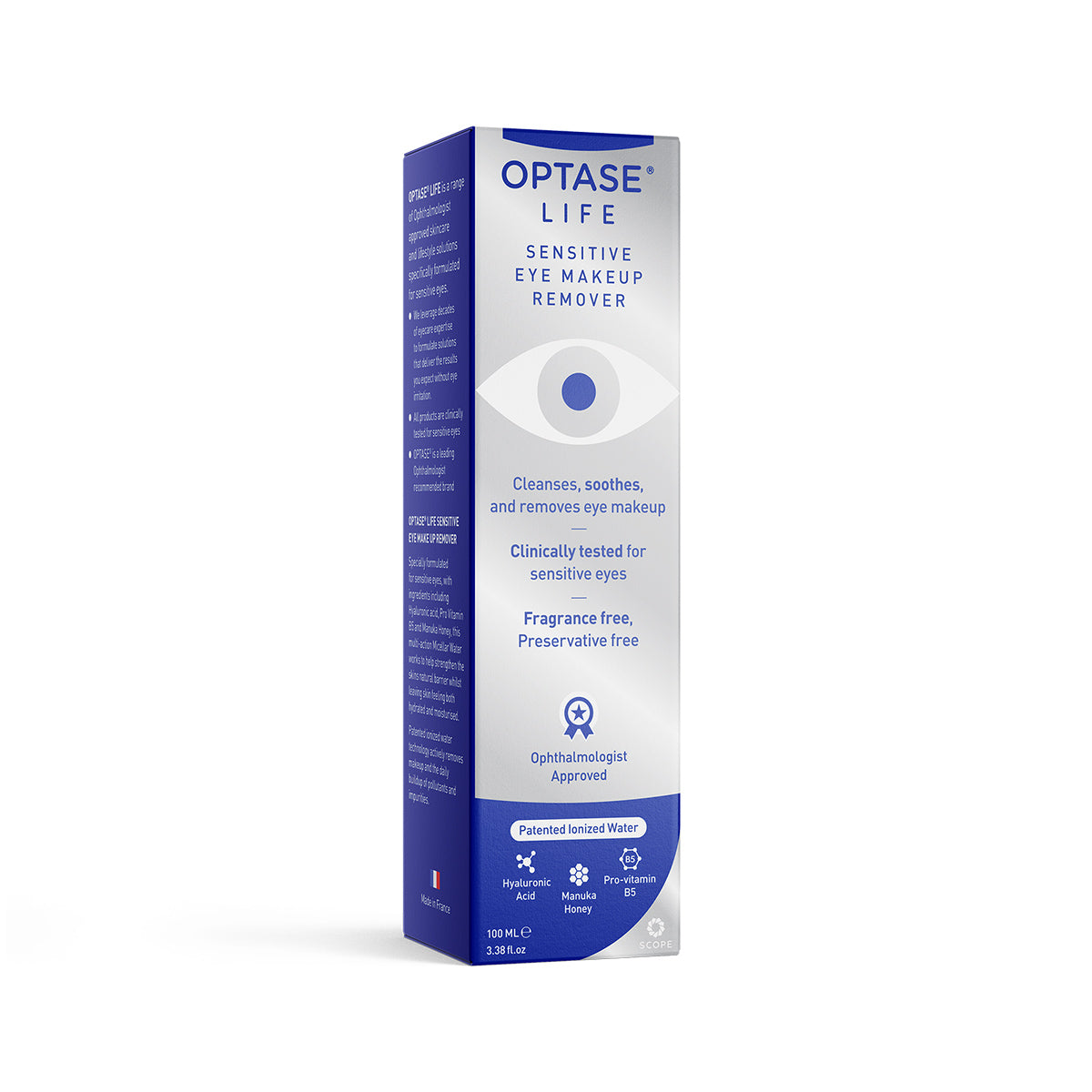 Optase Life Sensitive Eye Makeup Remover Preservative Free, HA and Manuka (100mL)