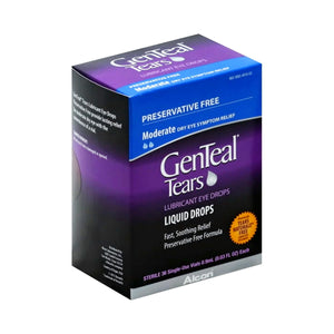 GenTeal Tears Lubricant Eye Drops, Moderate Liquid Drops, (36 Vials)