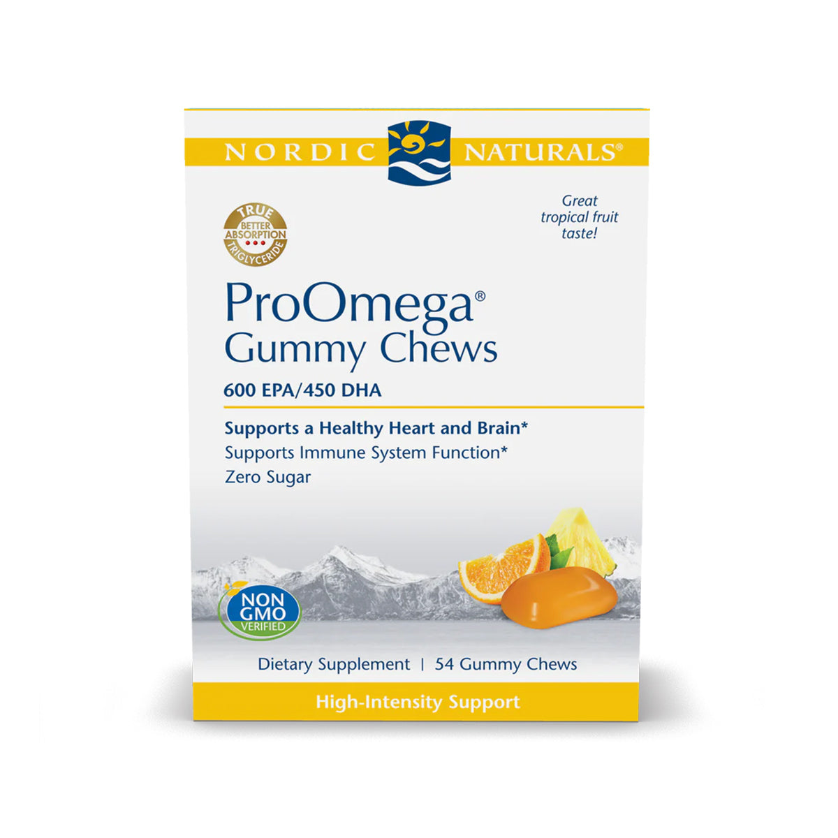 Nordic Naturals ProOmega Gummy Chews, No Sugar, 54 Pack