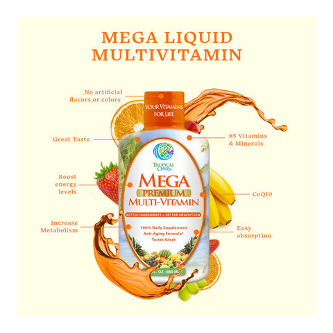 Tropical Oasis Mega Premium Multi-Vitamin Liquid Supplement (32oz.)