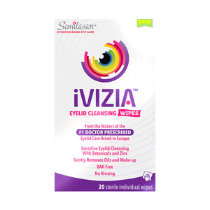 iVIZIA Eyelid Cleansing Wipes, Preservative-Free, Micellar, No Rinse, Gentle Eye Makeup Remover, 20ct