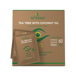 Noveha Tea Tree & Coconut Oil for Eyelid Wipes with Aloe Vera (60ct)