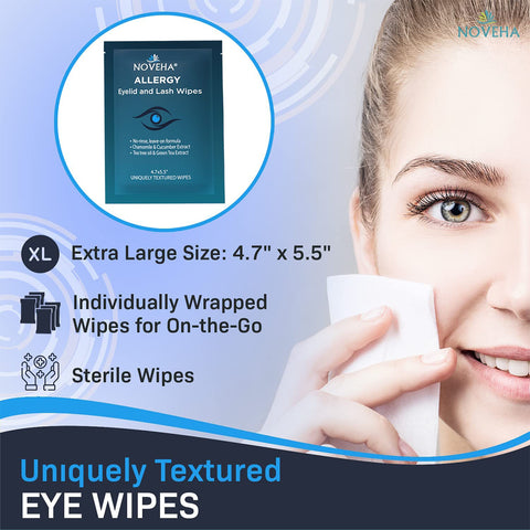 Noveha Allergy Relief Eyelid Wipes with Tea Tree Oil (60ct)