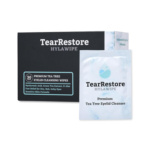 TearRestore HylaWipe Tea Tree Lid Hygiene Wipes (30ct Wipes)