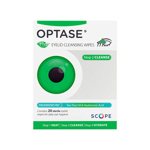 Optase Tea Tree Oil Eyelid Wipes - Preservative Free wipes Box of 20