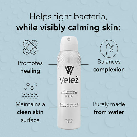 Velez Hypochlorous (HOCL) Hydrating Mist for Face and Eyelids (4 oz / 120mL)