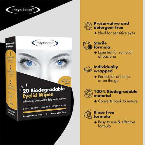 Biodegradable Eyelid Wipes for Eyelid Cleaning 20ct