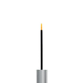 A tube of RevitaLash Advanced Eyelash Conditioner, open to show a thin brush with a yellow tip infused with BioPeptin Complex, stands upright in its sleek metallic design. This dual-function product by RevitaLash acts as both a liner and a lash serum.