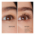 Split image of a womans eye: Left Before side shows natural lashes; right After displays longer, curled lashes after 13 weeks using RevitaLash Advanced Eyelash Conditioner and Enhancing Serum with BioPeptin Complex.