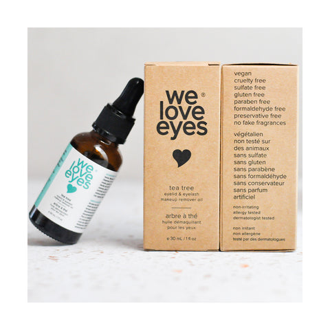 We Love Eyes - 100% All Natural Tea Tree Makeup Remover Oil - Effortlessly remove waterproof makeup and eyeliner. 30mL