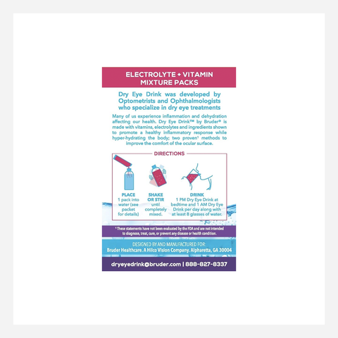 The Dry Eye Drink the Ultimate Hydration for Dry Eyes, Sugar-Free Electrolyte Powder Packets, Blended with Vitamins, Green Tea, Turmeric, Taurine, and Omega 3 (20 Packets of Mixed Berry AM/PM)