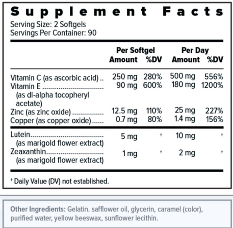 Focus Select Soy Free Supplement - AREDS2 formula for Macular Degeneration (180ct. 90 Day Supply)