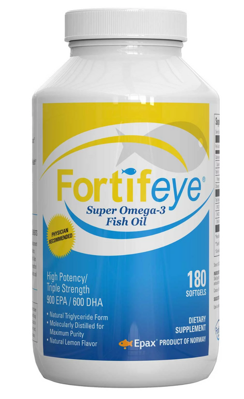 Fortifeye Super Omega-3 Fish Oil for Dry Eye Relief (180ct 3 Month Supply)