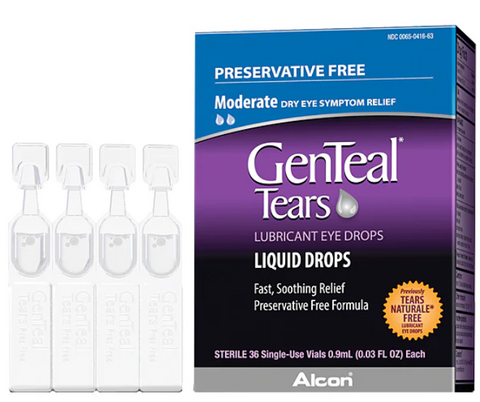 GenTeal Tears Lubricant Eye Drops, Moderate Liquid Drops, (36 Vials)