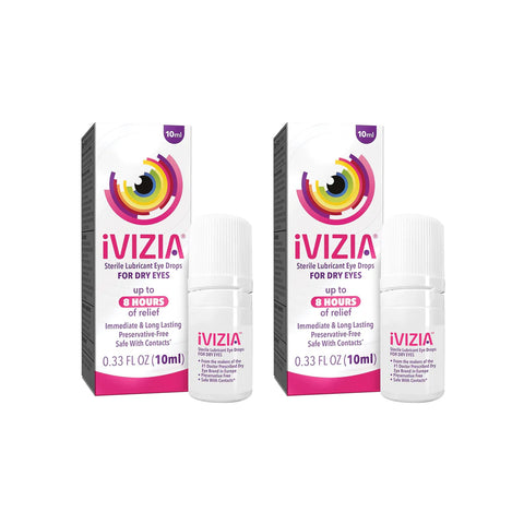 iVIZIA 2-pack Sterile Lubricant Eye Drops for Dry Eyes, Preservative-Free, Dry Eye Relief (2 x 10ml bottle) 2-Pack