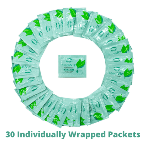 MediViz Tea Tree Eyelid Wipes 3-Pack of Eyelid Cleansing Wipes (3 x 30 wipes)