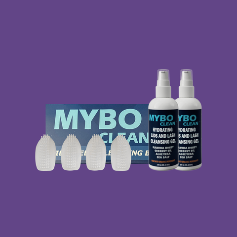 MYBOClean Combo Pack, Year Supply Daily Eyelid Cleansing Brush (4 pc) & Lids and Lash Gel (2 bottles)