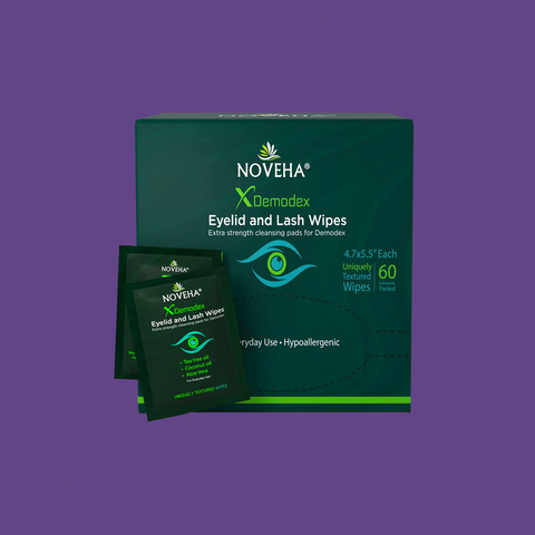 Noveha Anti-Demodex Eyelid & Lash Wipes for Blepharitis and Dry Eyes (60ct)