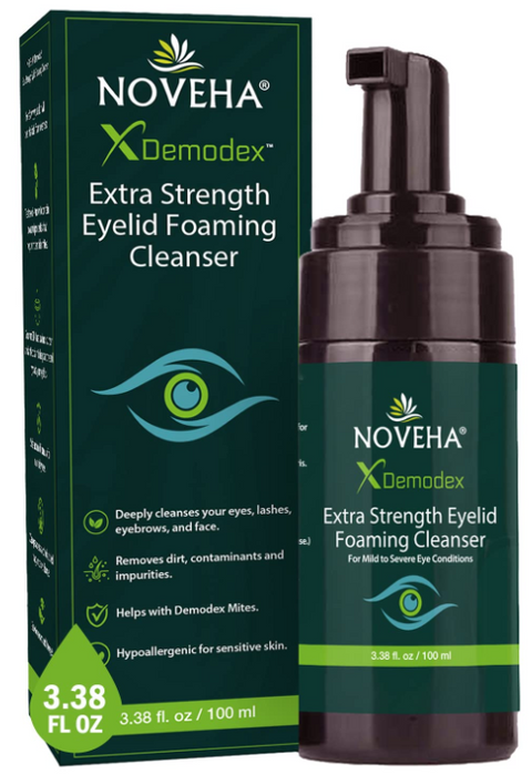 Demodex Eyelid Cleanser Foam,  Extra Strength Tea Tree Oil Formula, Daily Face Wash For Eyelash, Demodex, MGD, Stye Eyes, Eye Irritations & Skin Dryness (100ml)