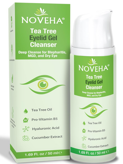 Noveha Tea Tree Eyelid Gel Cleanser for Blepharitis, MGD and Dry Eyes (50mL)