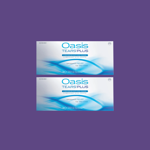 Oasis Tears Plus Lubricant Eye Drops Relief for Dry Eyes, 60 Count Sterile Vials (Pack of 2) 60ct