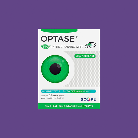 Optase Tea Tree Oil Eyelid Wipes - Preservative Free wipes for Dry Eye and Blepharitis, Box of 20